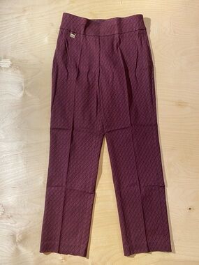 Courtenay Burgundy Patterned Straight Leg Pants 8 (RD)